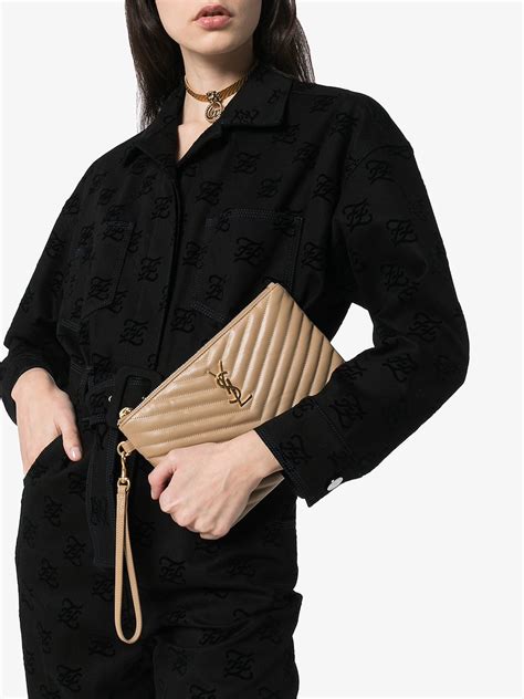 ysl monogram quilted clutch|ysl monogram clutch dark beige.